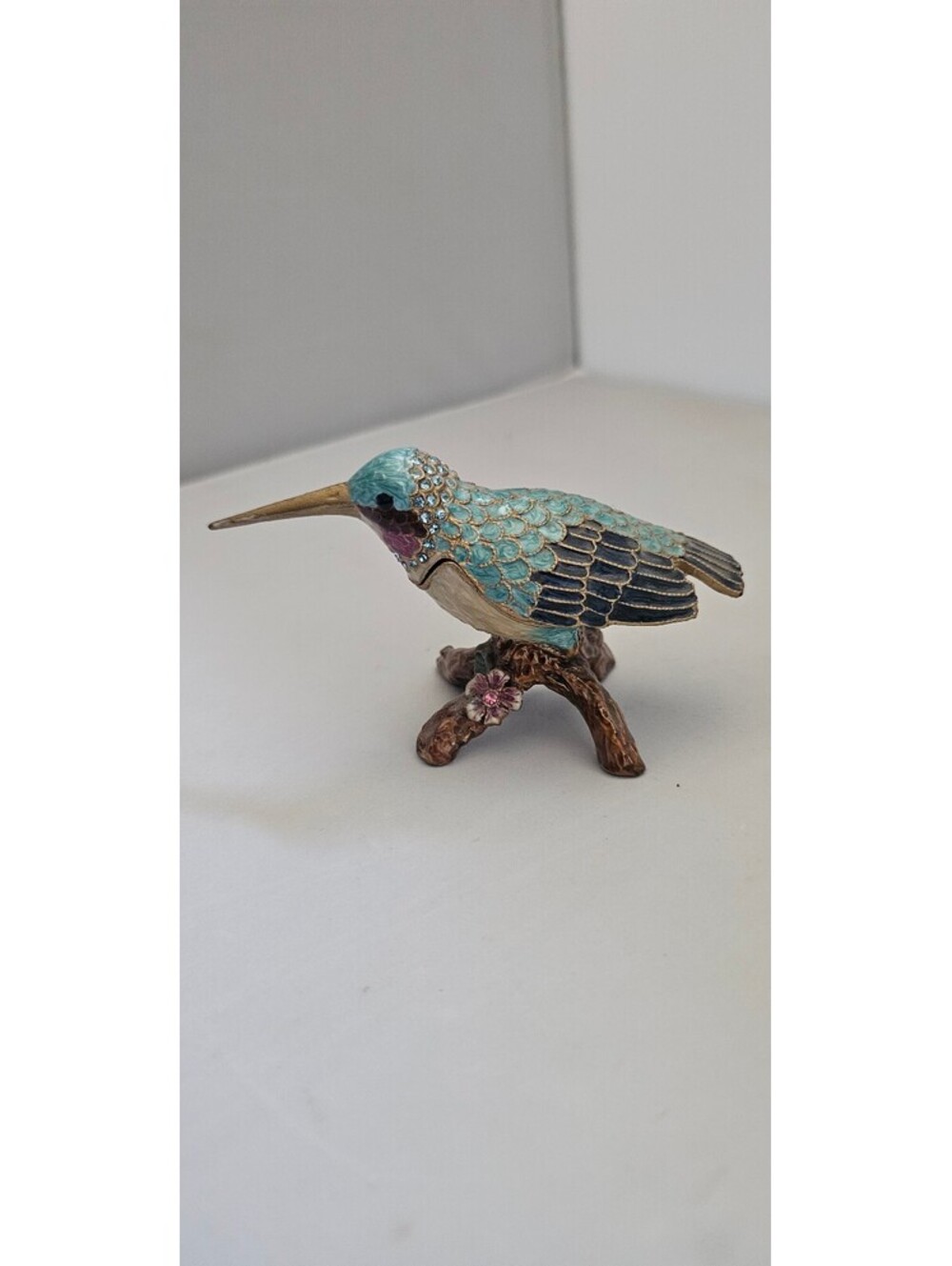 Ciel Collectables Humming Bird Trinket Box, Hand Set Swarovski Crystals, Enamel - Picture 3 of 6